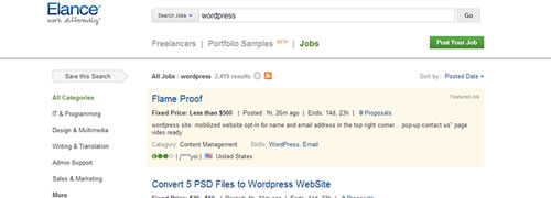 Trabajos WordPress en elance
