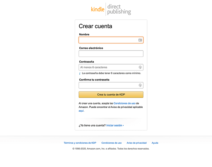Amazon-KDP-crear-cuenta